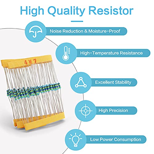 100 PCs 200k ohm resistores Yiwanson 0,25 W Resistor de filme de metal, tolerância ± 1% 1/4W Metal Film Fixed Resistor para