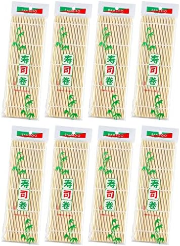 Jialleey Bamboo Sushi Rolling tapete, 9,5x9,5 polegadas, 8 pcs Conjunto
