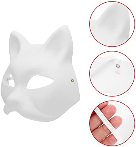 Máscaras de papel de face DIY branco StoBok: 10pcs máscaras de disfarce de meio rosto pintáveis, gato em branco Mardi gras