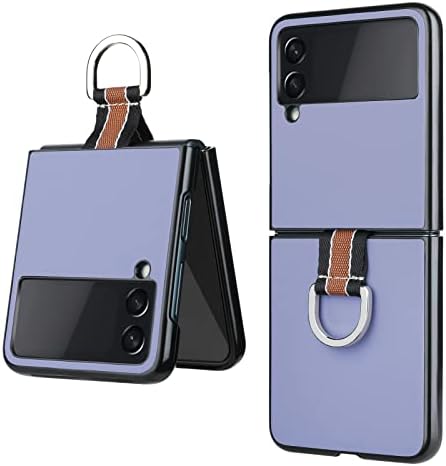 Mzelq projetado para Samsung Galaxy Z Flip 3 Protetive Case com anel de dedo Strap de couro elegante e elegante e pc dura Slim Durable Smartphone Toppho