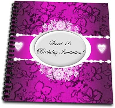 3drose db_40595_2 Purple Sweet 16 Livro de memória de convite floral, 12 por 12