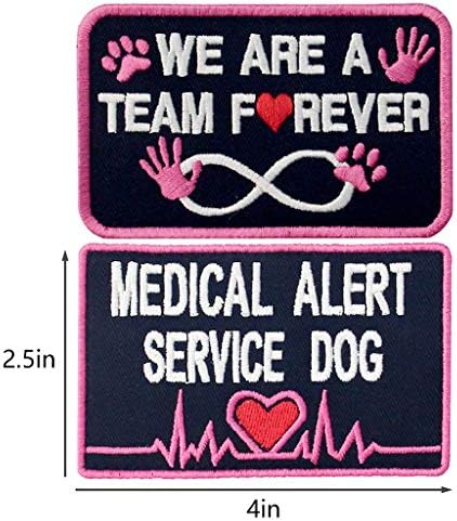 Serviço Dog Médico Nem todas as deficiências são visíveis Alerta/aproveitam o coletor moral Tactical Patch Bordgered Fisherner Hook & Loop Emblem, 6 PCs, Pink