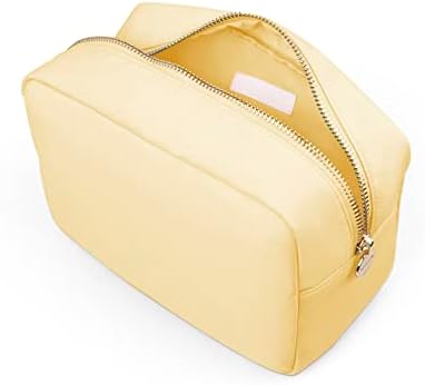 Bolsa de maquiagem de nylon de Ponydino - bolsa de viagem, zíper de cores douradas, pequeno, grande