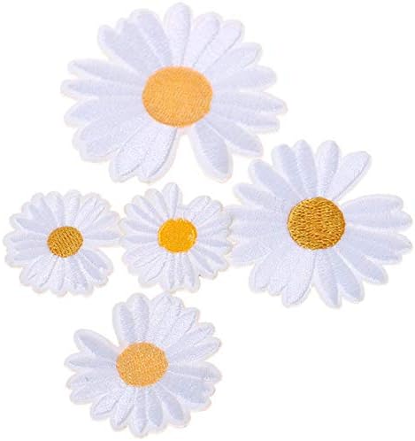 WELLIEST 20pcs Daisy Flower Patch Ferro em apliques delicados costura bordada em adesivos de crachá com decalques