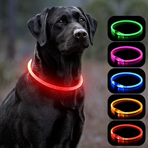 Colarinho de cachorro vizbrite liderado, colares de cachorro recarregáveis ​​USB, colares de cães de segurança brilho para caminhada noturna, colar à prova d'água para cães pequenos médios grandes