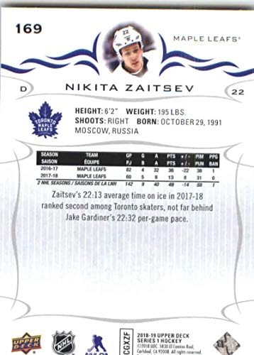 2018-19 Deck superior 169 Nikita Zaitsev Toronto Maple Leafs NHL Hockey Trading Card