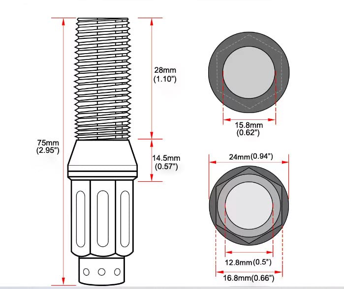 Parafusos de círio de círio ocos de titânio rison 20pcs parafusos de cubos de roda gr5 assento de cone de cano de titânio