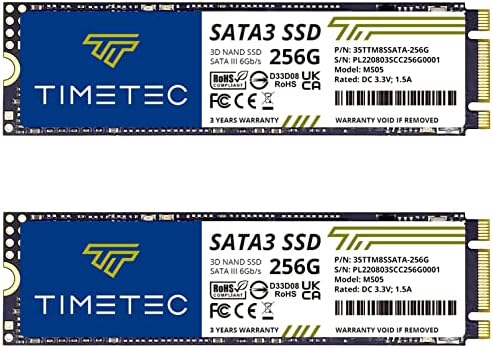 Timetec 256GBX2 SSD 3D NAND TLC SATA III 6GB/S M.2 2280 NGFF 128TBW Velocidade de leitura de até 550MB/S SLC Cache Boost