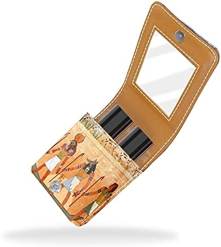 Mini estojo de batom com espelho para bolsa, antiga cena do Egito, cena portátil Organização