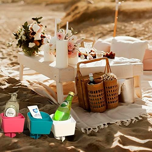 Home Queen Beach Cup Titular com bolso, porta -copos de areia para Óculos de sol para bebidas, acessórios de férias de praia, presentes de viagem de praia, conjunto de 8 peças multicolorido
