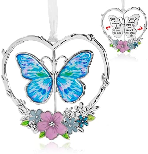 Guoer Rotatable Butterfly Sun Catcher em coração Ornamento com o ornamento colorido do dia da borboleta para o dia da mãe para mamãe