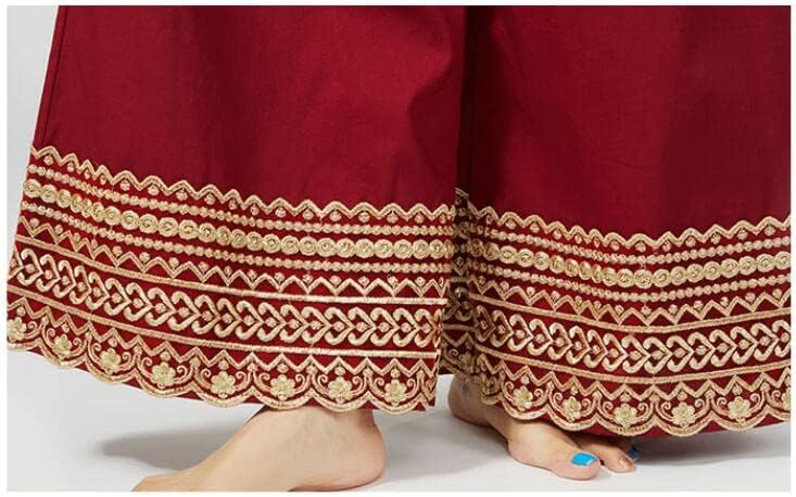 Índia Tradicional Algodão Bottom for Woman Styles étnico Daily Elegent Lady Pants Casual Wide Trousper C S