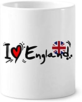 I Love England World Flag Heart Toothbrush Pen Holder Caneca Cema de cerâmica Cup