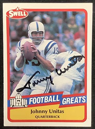 Johnny Unitas assinou 1989 Swell #104 Cartão de futebol Colts Autograph MVP HOF JSA - NFL Cartões de futebol autografados