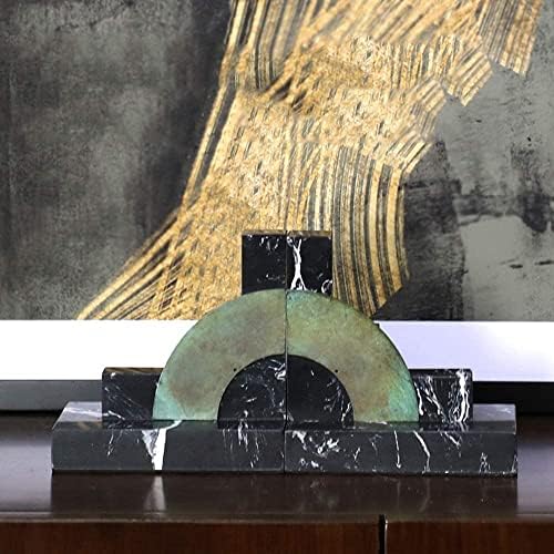 Estátua Ornamentos para casa Classical Elegante Marble Semicircular Shape Bookend Magazine Shelf Sala de estar TV Gabinete de TV