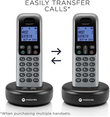 Motorola Voiceless Phone System com 2 aparelhos digitais + secretária eletrônica, acesso remoto, bloco de chamada - cinza escuro