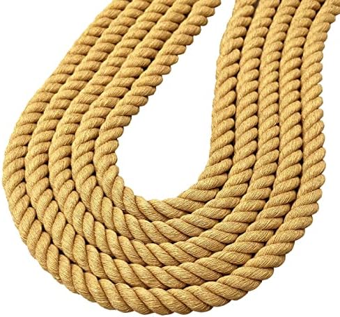 Cora de algodão marrom torcido 1/2 polegada x 100 pés de corda macia natural para artesanato criativo, cestas, cabide