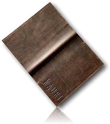 Capa do diário vintage de couro Kauri - diário de viagem de couro genuíno reabastecido e protetor e organizador de livros | Se encaixa em revistas, livros e Bíblias 9x6