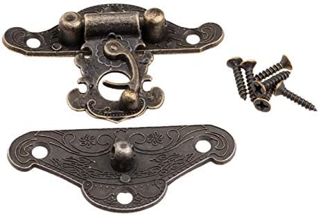 Segurança Hasp Lock 1pc Antique Bronze Metal Lock Decorativa trava hasps gancho jóias de madeira cadeado de jóias com parafusos para hardware de móveis