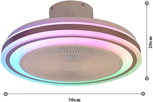 伟 祥 Fan do teto com luzes RGB reduzível RGB Alteração da luz de teto silenciosa com ventiladores e um alto -falante Film de