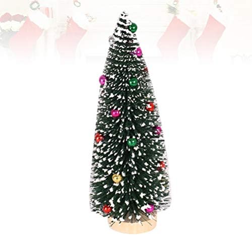Bestoyard mini árvore de natal em miniatura pinheiro árvore artificial árvore de neve de neve árvore de garrafa com base de madeira de férias de férias de férias decorações de prateleira de lareira 30cm