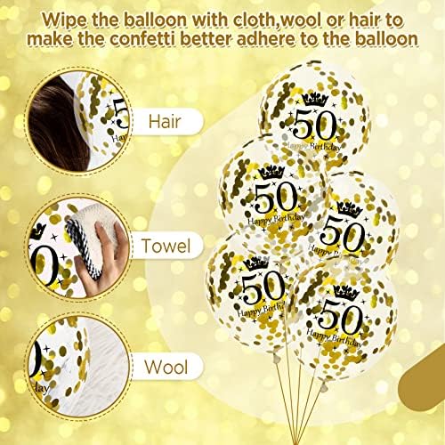 Black Gold 50th Aniversário Decorações para homens mulheres Gold Made in 1973 Balloons Banner e 15 PCs felizes no 50º aniversário