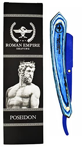 Império Romano barbear Poseidon Novo Razor reto para Barbeiro Profissional com 20 Blades Sampler