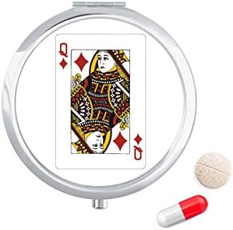 Diamond Q Playing Cards Pattern Case Pocket Pocket Medicine Storage Recipler Dispenser