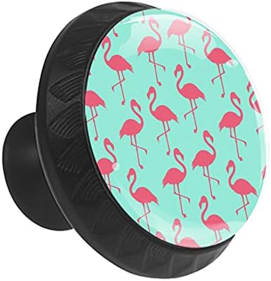 12 peças sem costura elegante flamingo padrão botões de vidro para gavetas de cômoda, 1,37 x 1,10 em armários de cozinha redondos para o quarto de berçário em casa quarto de crianças quarto