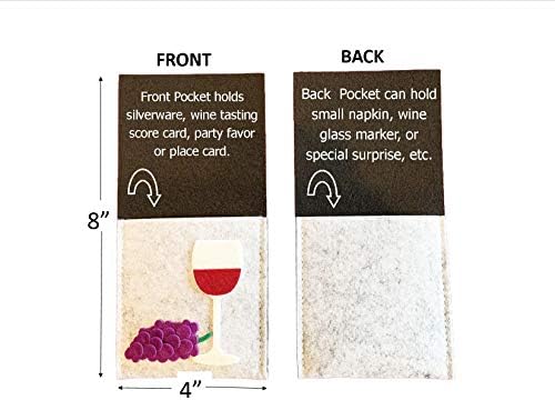 Titulares de talheres de festa de degustação de vinhos - 8 pacote feito de feltro resistente e colorido com divertida garrafa