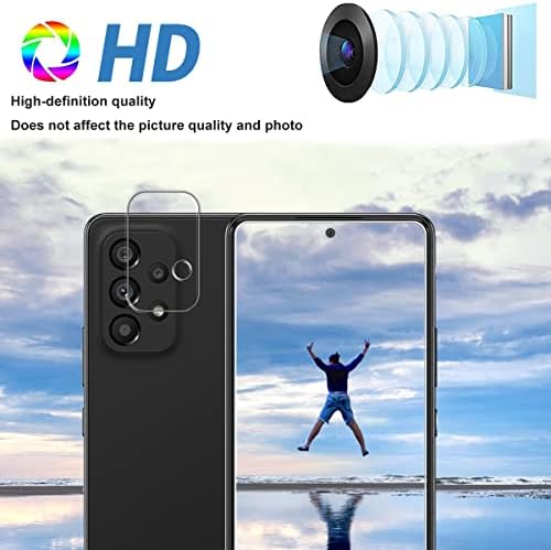 [3 + 3 pacote] Galaxy A53 5G Protetor de tela + Protetor de lente da câmera, [HD Tempered Glass Film] [9H dureza] [Anti Scratch] [Free Bubble] [Instalação fácil] Protetor de tela para o Samsung Galaxy A53 5G 5G 5G