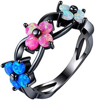 Vintage requintado Flores Damas Anel Opal Zircão Ring Jóias Ring Jóias Presentes 222 anel