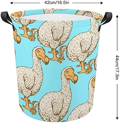 Bolsa de lavanderia de pássaros DODO fofa com alças cesto de armazenamento à prova d'água de alças dobráveis ​​16,5 x 17,3