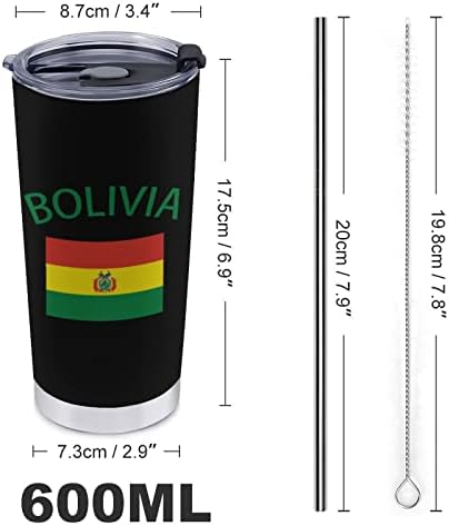 Bandeira da moda da Bolívia aço inoxidável com copo de carro duplo de parede dupla caneca de caneca de caneca de caneca com