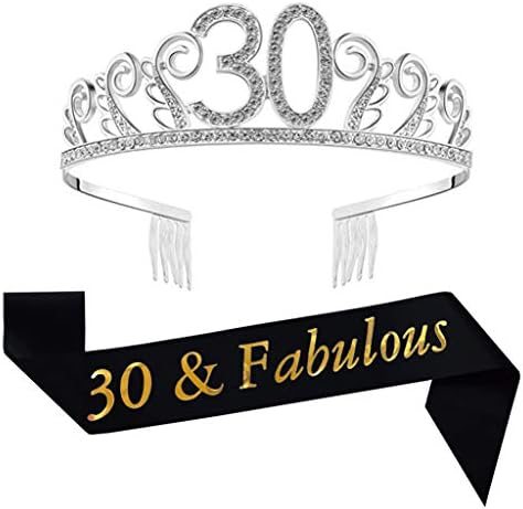 30º Brithday Tiara and Sash, glitter cetim 30 e fabulosa faixa e shinestone coroa de aniversário