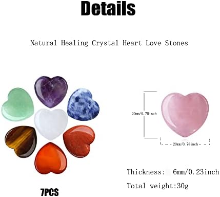 Yatojuzi 7 Chakra Cristais de cura do coração natural rosa quartzo ametista de amor cálculos de amor conjunto de