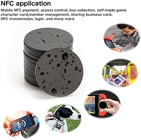 10pcs NTAG 215 NFC Cards NFC Tags, PVC 215 NFC Black Card Diâmetro 25 mm 504 Bytes Memória, NFC 215 adesivos compatíveis