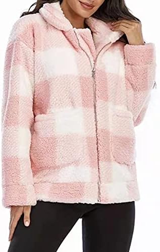 Overmal Fashion Casual Ladies Plow Pocket Stitching Color Comparation Plaid Cardigan Jacket