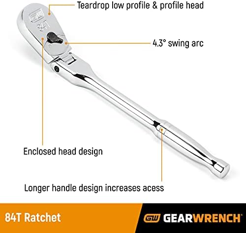 Gearwrench 1/4 Drive Flex Head Teardrop Ratchet 7, 84 dente - 81012f