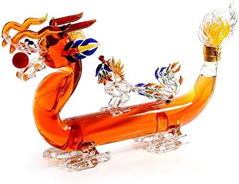 Sobriedade de 1000ml de decantador de uísque, decantador em forma de dragão da China para homens, vidro de borossilicato alto,