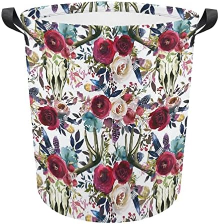 Lavanderia cesto de malha floral cesto de lavanderia com alças cesto dobrável Saco de armazenamento de roupas sujas