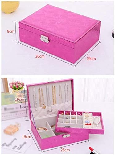 XJJZS Jóias Organizador de joias Caixa de exibição de joias Brincos Organizador de armazenamento Lockable, caixa de jóias de couro PU para mulheres
