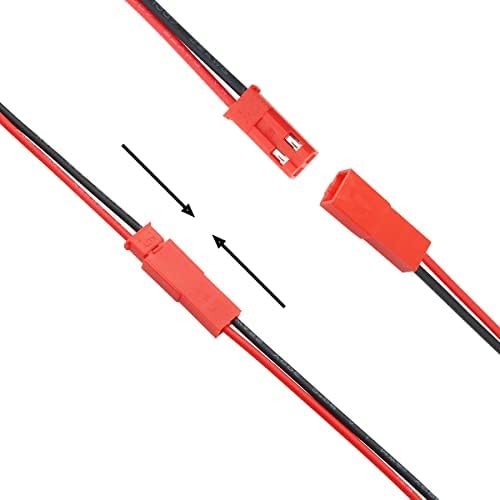 JJHXSM 40PCS JST CONECTOR PULL RELO BLAT 100mm 22AWG 2 pinos plugue conectores femininos para machos para rc brinquedos bateria
