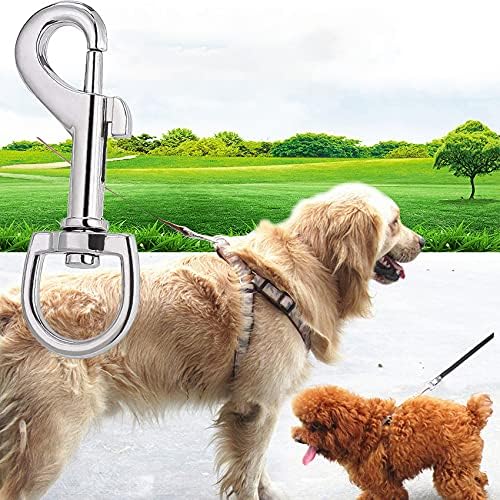 Ganchos giratórios giratórios, hanlongyu metal para cães pesados ​​cães de trecho de aço inoxidável, fivela de estimação de mola de clipe de chaves de chave para vincular colar