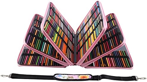 Shulaner 500 slots coloridos Organizador de caixa de colorir com zíper de grande capacidade de caneta de flores para pintor ou artista