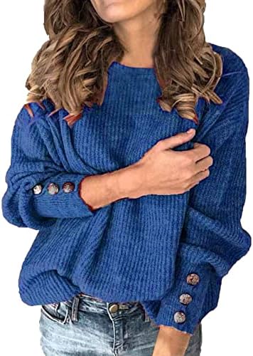 Nokmopo plus size suéteres femininos de moda feminina color de cor redonda pescoço quente suéter comprido suéter suéteres