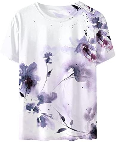 Tops femininos Casual Casual, feminino Floral Print verão Camisetas de manga curta 2023 camisetas de blusa de ajuste solto saindo no