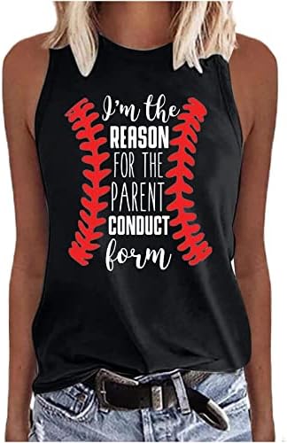 Tanque de beisebol tampas femininas letra engraçada Camisa gráfica de beisebol de verão sem mangas de gestão de beisebol de beisebol camisa de presentes