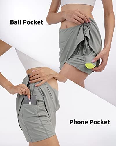 Saias de tênis de Fayogoo para mulheres plissadas de golfe com bermuda e bolsos Aparel de skorts atléticos de cintura