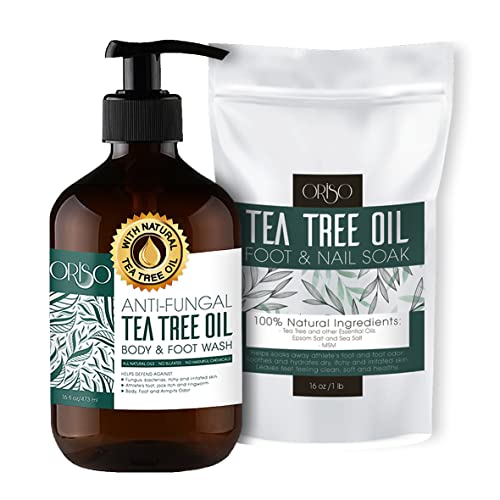 Lavagem corporal de óleo da árvore do chá e óleo da árvore de chá - Tratamento dos atletas para os pés rachados e secos - odor de pé teimoso - suaviza calos - melhor saúde da unha da unha